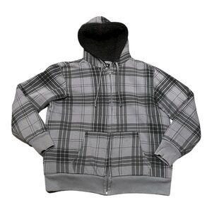 OP Y2K Sherpa Lined Fleece Zip Up Hoodie Jacket Size M